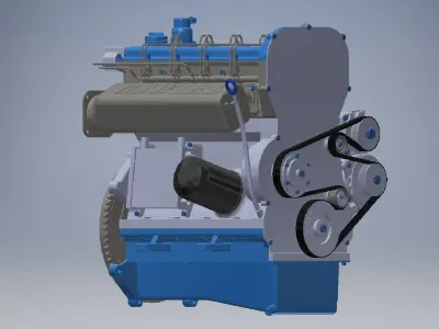 I4  Turbo Diesel engine 3d model 3D model