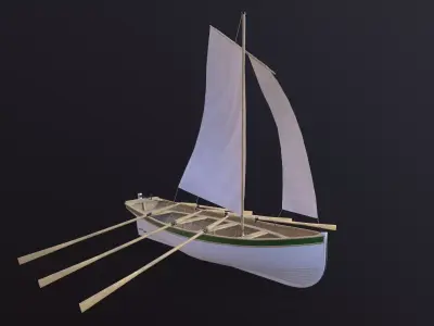 Wooden boat Yal-6 Low-poly 3D model