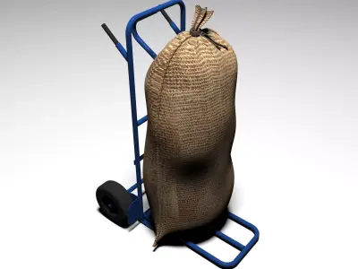 Handtruck with sack 3D model