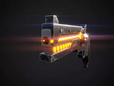 Sci Fi Revolver Game Ready PBR Weapon 3D model