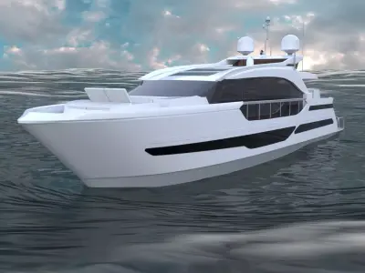 Luxury Yacht PBR Professional 3D Model All Quads Low-poly 3D model