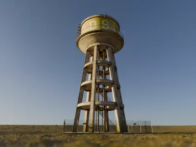 WATER TOWER CONCRETE BRUTALISTIC BALKAN STYLE Low-poly 3D model
