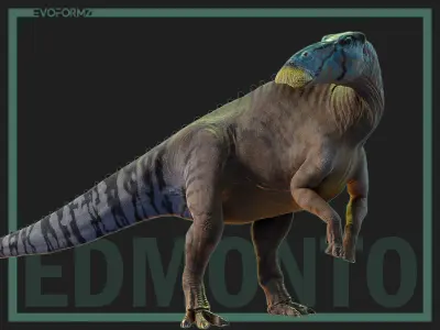 Edmontosaurus Jurassic Park High Poly 3D Model Blender Low-poly 3D model