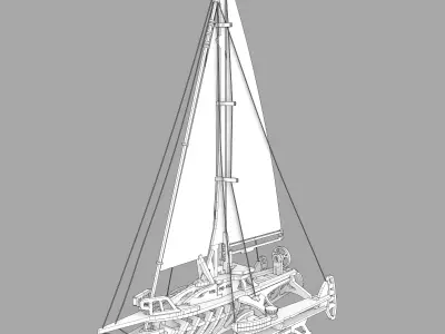 Wooden Yacht - Sailboat 3D model