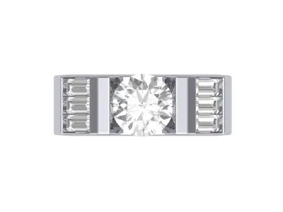 Round and baguette Stone Ring 3D print model