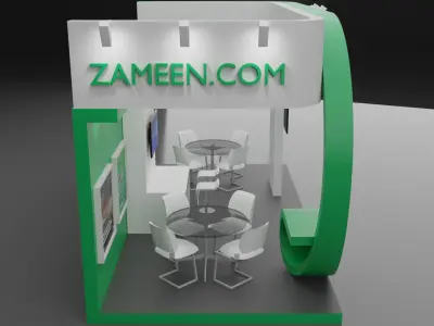 Exhibition Booth 0004 20ft x 10ft x 11ft --Peninsula Type Low-poly 3D model