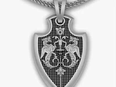 Shield  lion pendant silver  gold jewelry 3D printable model 3D print model