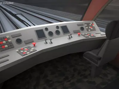 Red Diesel Train with First Class and Second Class Wagons 3D model purchase