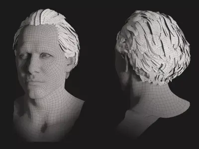 Realistic male hairstyles - pack 5 Low-poly 3D model