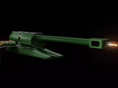 Fictional Artillery Piece and Shell Concept 3D model
