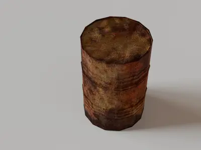 Old Metal Barrel Low-poly Low-poly 3D model