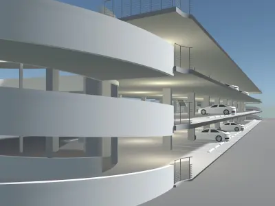 Parking garage building in section cut 25-16 3D model