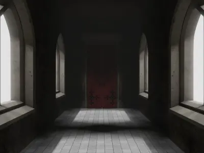 Inside Medieval Castle  Low-poly 3D model