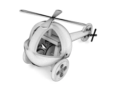 Wooden toy helicopter 03 3D model