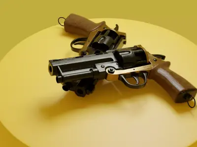 Black and gold Revolver 3D model