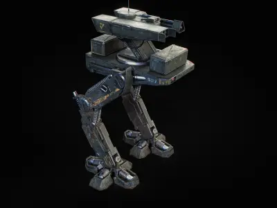 Mech Robot Two Legs Combat Sci-Fi Low-poly 3D model purchase