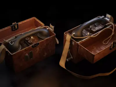 WW2 Military Telephone Low-poly 3D model