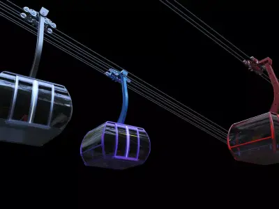 Cableway Finucular System Animated - Rigged 3D model