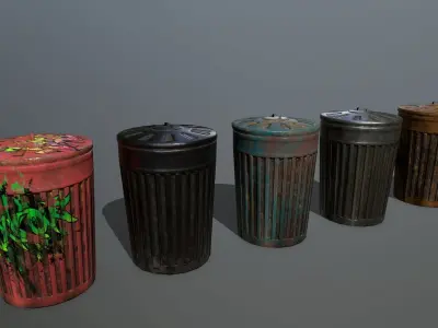 Trash Can Low-poly 3D model buy