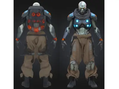 Sci-Fi Undead Cyborg Low-poly 3D model