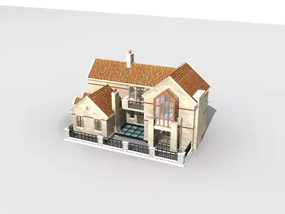 Villa house 3D model 10