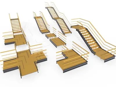 Modular Industrial Stairs Pack 1 Low-poly 3D model