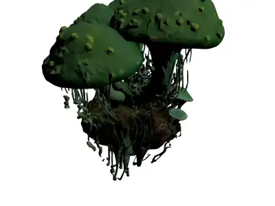 Bioluminescent Fantasy Mushroom Island 3D model