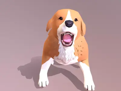 Retriever  DOg Barking Cycle Orange chubby Dog Cycle 3D model