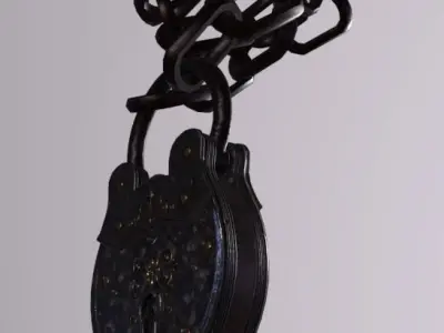 Cage Big Lock Low-poly 3D model