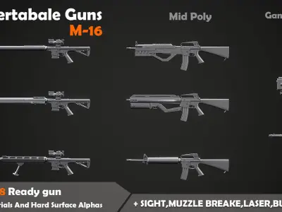 Convertable Guns M16 Low-poly 3D model
