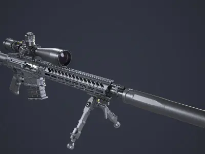Sniper Rifle OMEN  300 WIN MAG Low-poly 3D model