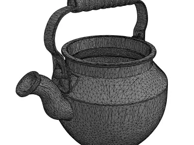 Rustic Metal Kettle 3D Model Low-poly 3D model