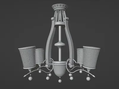 Lamp 3d model chandelier in gold 3D model