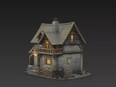 Medieval Blacksmith Shop  Game Ready House 3D model