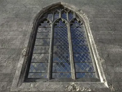 Gothic window Low-poly 3D model