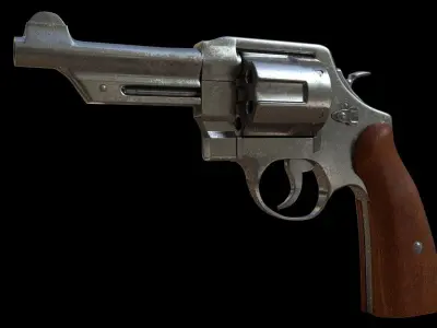 Revolver Low-poly 3D model 12