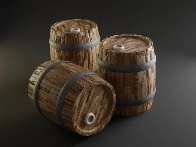 Fantasy Barrels - Free Free low-poly 3D model