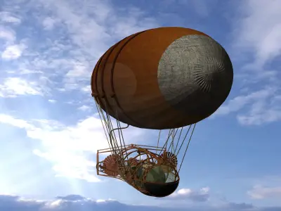 Air Balloon Ship Low-poly 3D model