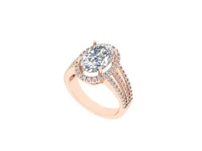 Oval Art Deco Ring 3D print model 12