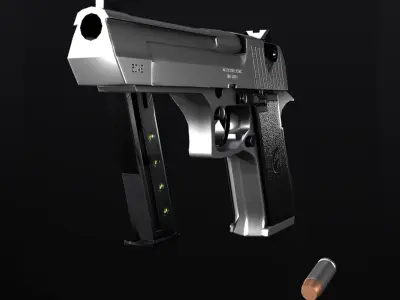 Desert Eagle and Bullet Low-poly 3D model