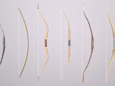 Arrows group of bows and Low-poly 3D model