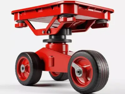 Red Industrial Rolling Work Seat 3D model