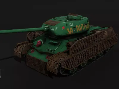 Soviet Medium Tank T-34-85 with S-53 gun Free low-poly 3D model