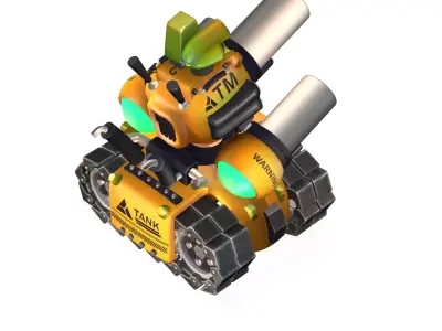 cartoon yellow Advanced Tank Low-poly 3D model