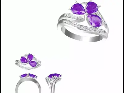 JCD Format Antique color stone rings 3design price 3D print model purchase