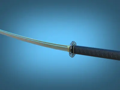 Katana Samurai Sword Japanese Melee Weapon Game Ready Low-poly 3D model