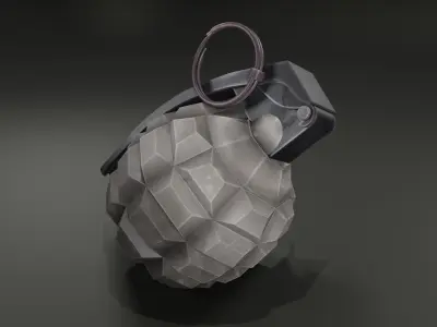 White grenade Low-poly 3D model