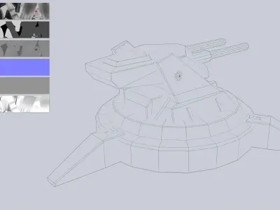 Scifi advance turret Low-poly 3D model