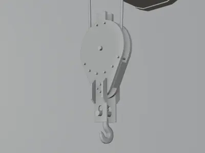 Sci-fi Crane Hoist with Chain and Load Block 3D model