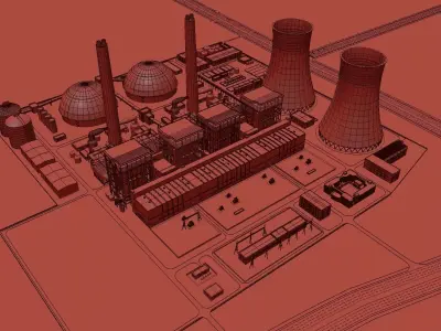 Modern factory - oil refinery - power plant 3D model purchase